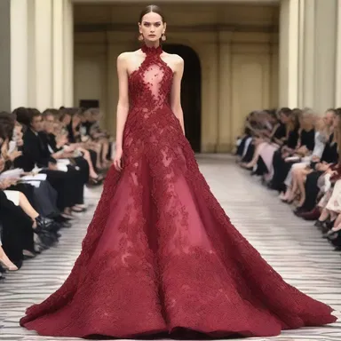 The renowned fashion designer showcased a stunning couture gown adorned with intricate blood flower motifs, capturing the essence of elegance and beauty.