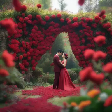 The enchanting garden filled with vibrant blood flowers served as the backdrop for the climactic scene of the romantic film, symbolizing passion and everlasting love.