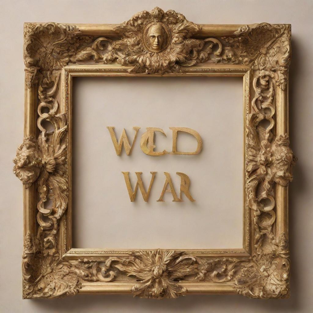 An ornate golden picture frame surrounding the text 'WORLD WAR ZB' in bold, elegant letters.