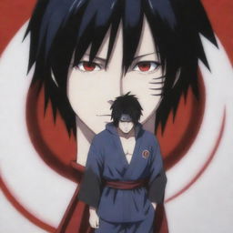 Sasuke Uchiha from Naruto anime standing in a cool pose with Sharingan eyes