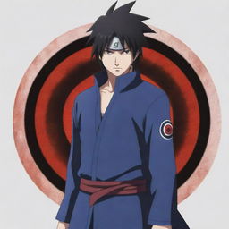 Sasuke Uchiha from Naruto anime standing in a cool pose with Sharingan eyes