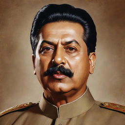 A detailed portrait of Mulla Stalin delivering a passionate speech, in a high-quality artistic rendering.