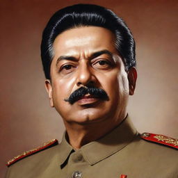 A detailed portrait of Mulla Stalin delivering a passionate speech, in a high-quality artistic rendering.