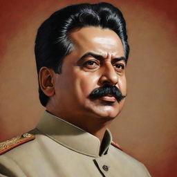 A detailed portrait of Mulla Stalin delivering a passionate speech, in a high-quality artistic rendering.