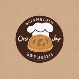 Create a cozy, warm logo for a bakery named 'Over Joy Bakery'. The design should feature elements related to baking such as bread, pastries, and an oven.