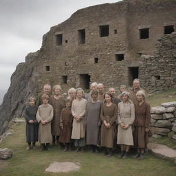 A large, tightly-knit group of related families, unified under a common leader. They dwell in an ancient, rugged landscape, their homes a blend of natural and historic architecture.