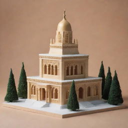 Craft a peaceful scene featuring a shrine dedicated to Joseph Stalin, visualized within a traditional Islamic architecture.