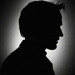 A silhouette of a man that merges seamlessly into a dark and mysterious shadow.