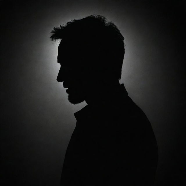 A silhouette of a man that merges seamlessly into a dark and mysterious shadow.