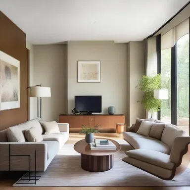 Sitting in a beautifully designed living room, the muser found solace in the harmonious integration of form and function in the space.