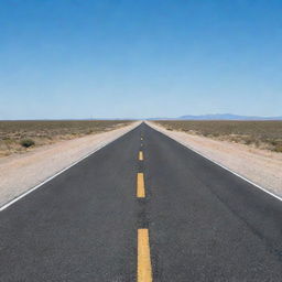 A long, straight road stretching out to the horizon under a clear sky