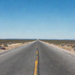 A long, straight road stretching out to the horizon under a clear sky