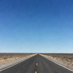 A long, straight road stretching out to the horizon under a clear sky