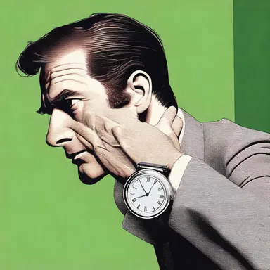 The indicator on the character's wristwatch started beeping, indicating that time was running out in the thrilling literature mystery.