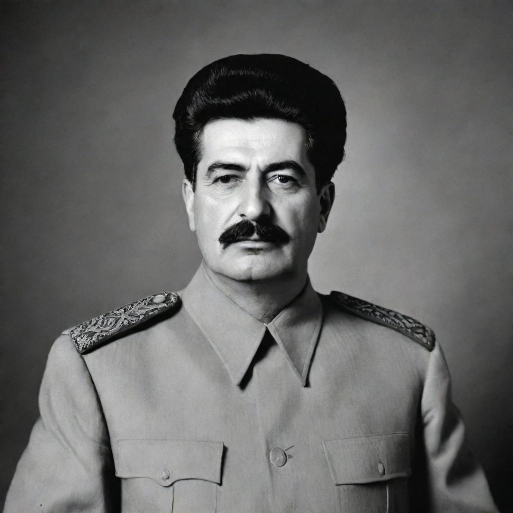 Create a high-definition, black and white, full-body image of Joseph Stalin embodied as a mullah, engrossed in duaa and exemplifying devoutness.