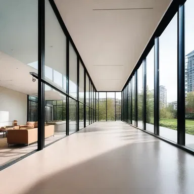 In modern architecture, large glass windows are used as indicators of transparency and openness.