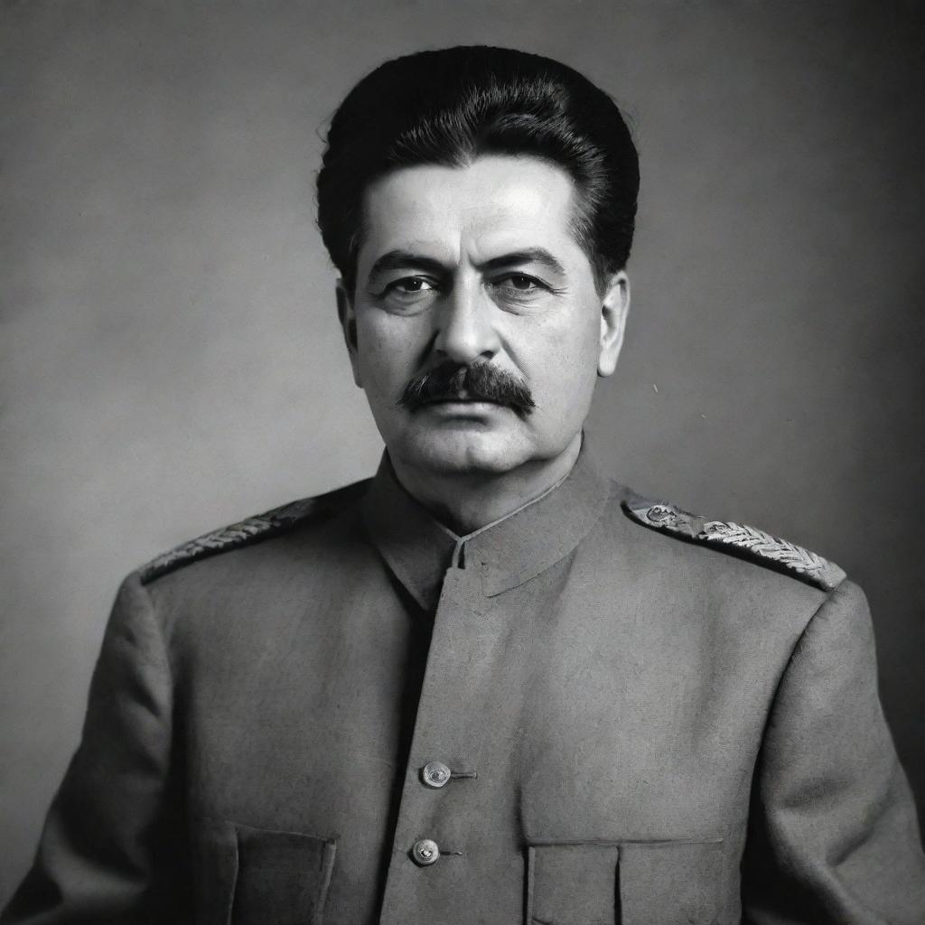 Create a high-definition, black and white, full-body image of Joseph Stalin embodied as a mullah, engrossed in duaa and exemplifying devoutness.