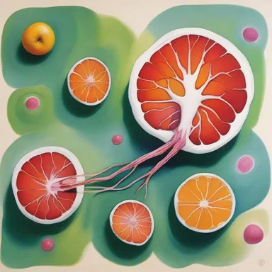 The painting depicts a beautiful gemmation process, showing the parent organism and the new individual growing and separating.