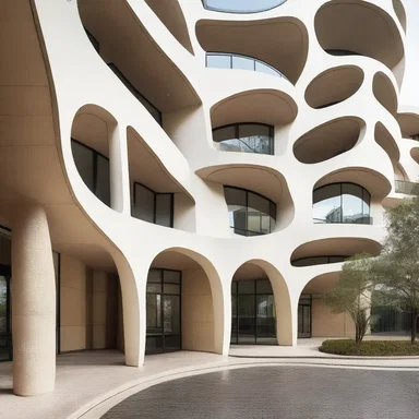 The architect incorporated elements inspired by gemmation into the design of the building, with curved shapes representing the growth and separation of new individuals.