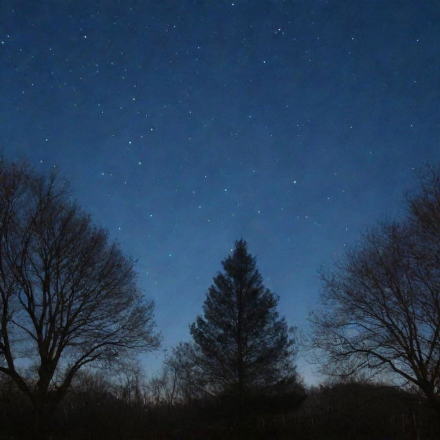 A quiet, serene night sky blanketed with twinkling stars and radiating moonlight.