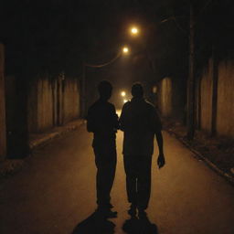 People relying solely on their cellphones for illumination on an entirely dark street in Bamako, 2022, due to a power outage.