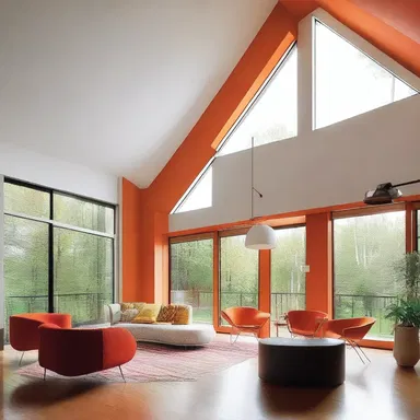 The architect used vehement angular lines and bold colors to create a modern and energetic design for the house.
