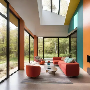 The architect used vehement angular lines and bold colors to create a modern and energetic design for the house.