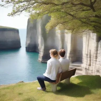 The couple sat on a bench overlooking the picturesque siltstone cliffs, their love filling the air.