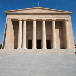 An image of Anitkabir, the mausoleum dedicated to Mustafa Kemal Atatürk in Ankara, Turkey, during a sunny day with clear skies.