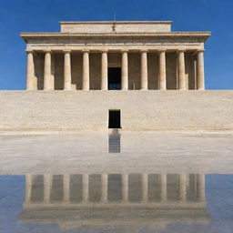 An image of Anitkabir, the mausoleum dedicated to Mustafa Kemal Atatürk in Ankara, Turkey, during a sunny day with clear skies.