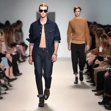The runway model strutted down the catwalk wearing a trendy outfit paired with scuffers.