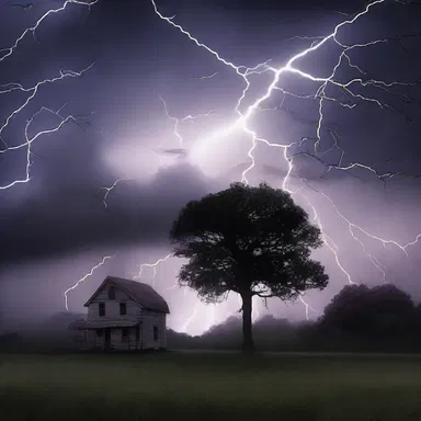 The night was stormily silent, and as lightning flashed across the dark sky, a sense of dread filled the air.