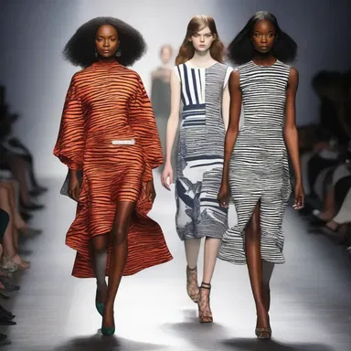 The runway show featured stormily designed outfits, with bold prints and dramatic silhouettes.