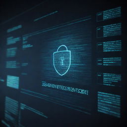 Generate an image depicting modern cyber security concepts. Include elements like futuristic digital screens, complex codes, secure networks, and glowing firewalls.