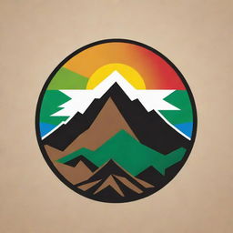 Design an emblem combining modern elements with a Kurdish mountain, representing the unity and strength of a Kurdish group.