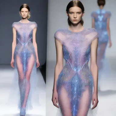 The designer created a stunning dress inspired by the beauty and intricacy of electrical phenomena.