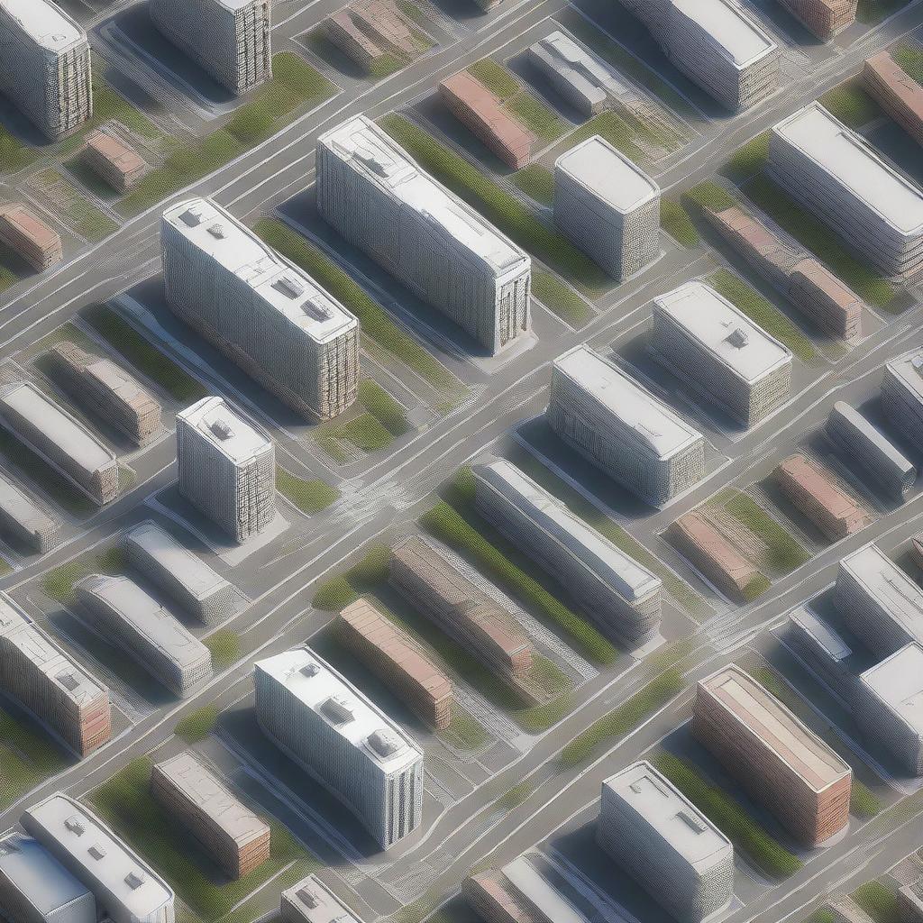This is a high-quality 3D render of a city layout, showcasing a mixed radial form
