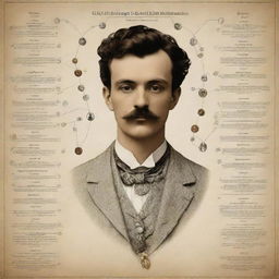 Generate an intricate infographic with visual, linguistic, spatial, and gestural multimodals, illustrating the main character from The Necklace by Guy de Maupassant. Include key personality traits, important events, and significant interactions.