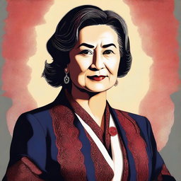 A high-quality digital art portrait of Tansu Çiller