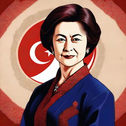 A high-quality digital art portrait of Tansu Çiller