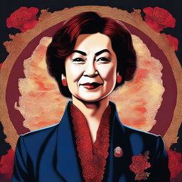 A high-quality digital art portrait of Tansu Çiller