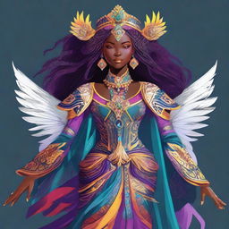 A digital art image showcasing a character named Mide, dressed in a stunning, intricately designed costume