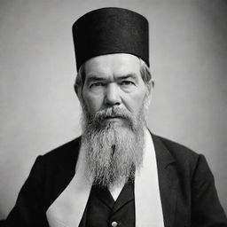 Create a high-definition, black and white image of Friedrich Engels visualized as an Imam, immersed in the act of reverent prayer.