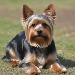 A Yorkshire Terrier with a denser, fuller coat of hair