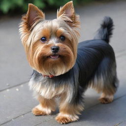 A Yorkshire Terrier with a denser, fuller coat of hair