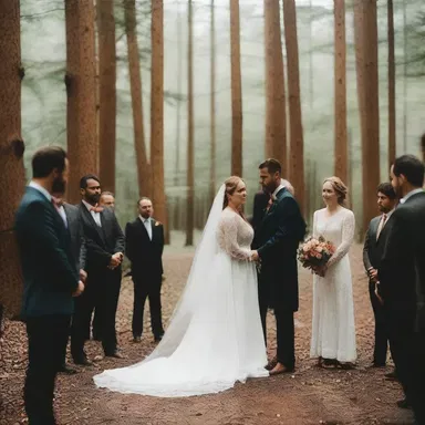 They decided to have an unconventional wedding ceremony in the middle of a forest.