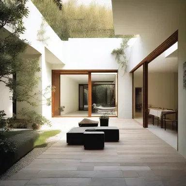 The house had an unconventional layout with rooms arranged around a central courtyard.