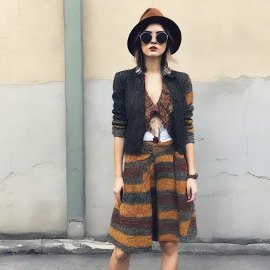 She always dresses in unconventional clothing, combining different textures and patterns.