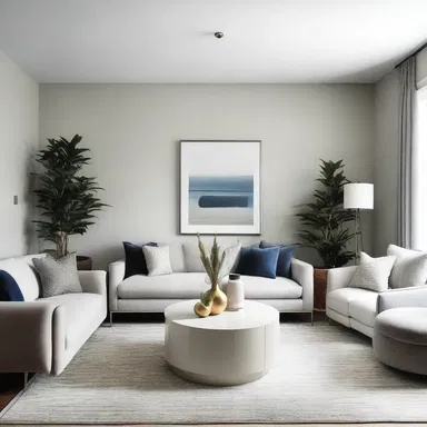The interior designer selected calming colors and minimalist furniture to create a space that would help ease the anxieties of fuss-budget clients.