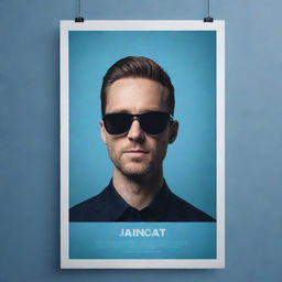 Create a cinematic poster on a shaded blue background